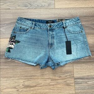 NEW Ed Hardy Love Eternal Denim Shorts in Light Vintage Size 30